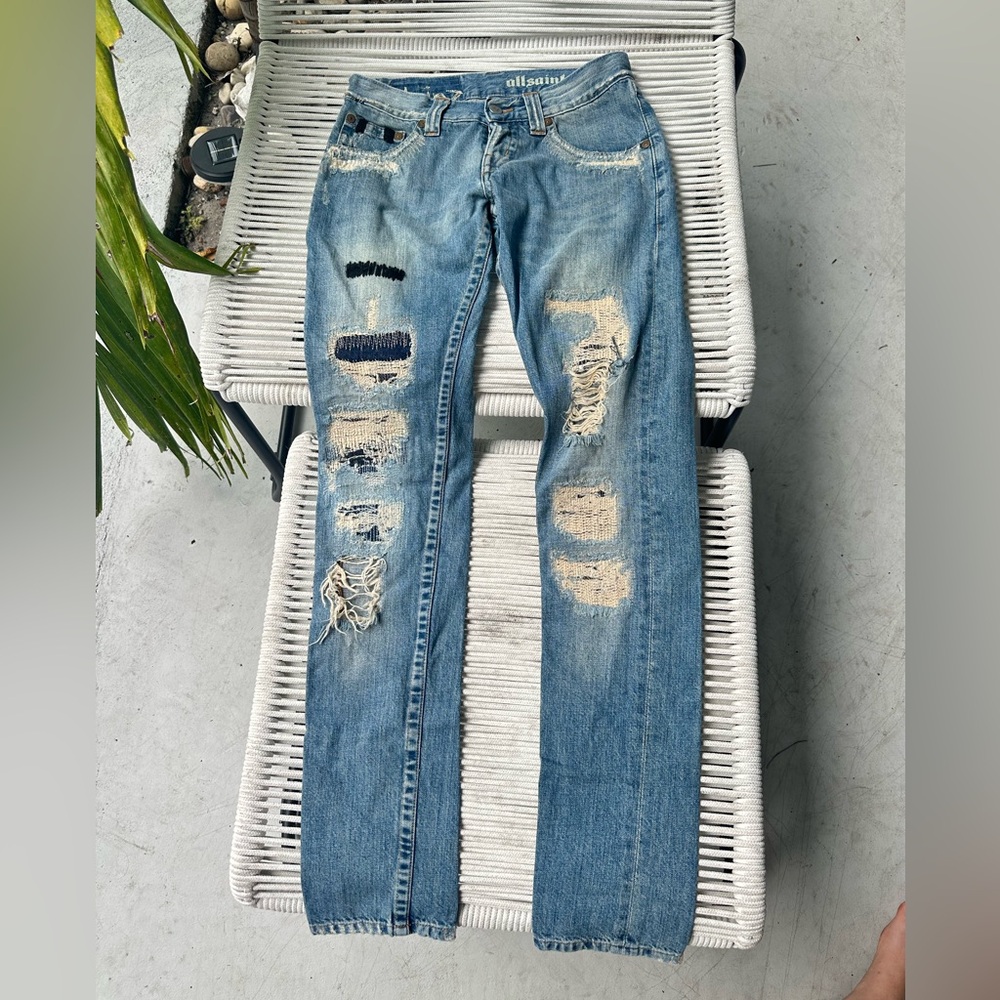 AllSaints vintage patchwork distressed skinny jea… - image 1